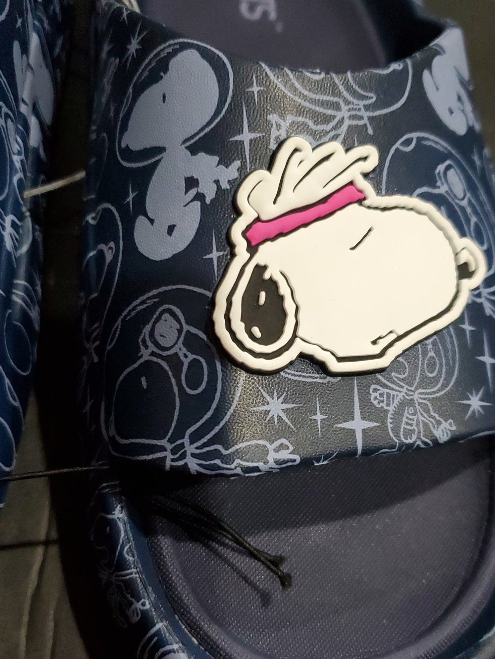 Peanuts Snoopy dark blue multi platform rubber pool slides size 10 brand new - Picture 2 of 8